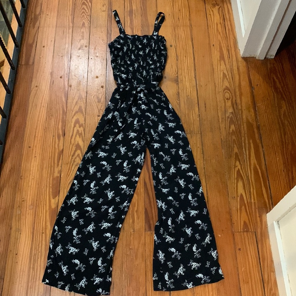 Abercrombie Black and White Floral Jumpsuit